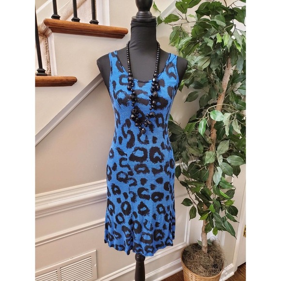 Kensie Girl Dresses & Skirts - Kensie Animal Print Blue 100% Viscose Round Neck Sleeveless Knee Length Dress S
